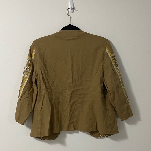 Chico’s Brown & Yellow Embroidered Blazer - Picture 5 of 7